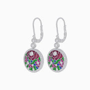 Diamond and Multi Color Stone Dangle Earrings - Shahin Jewelry